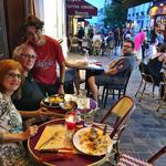 Eating dinner on Montmartre behind Sacre Coeur