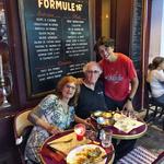 Eating dinner on Montmartre behind Sacre Coeur